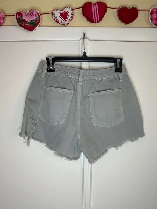 Aerie Distressed Grey Denim Shorts - Picture 6 of 8